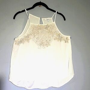 Eyeshadow Ivory Embroidered  Crotchet Halter Top